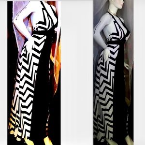 NWOT Bisou Bisou Black & White Maxi Dress.